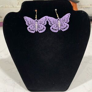 Precious Purple Butterfly Earrings with Rhinestones